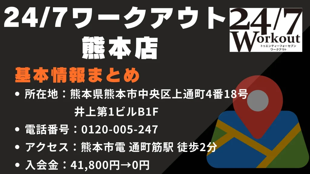 24/7ワークアウト 熊本店の基本情報|所在地・営業時間・アクセスまとめ