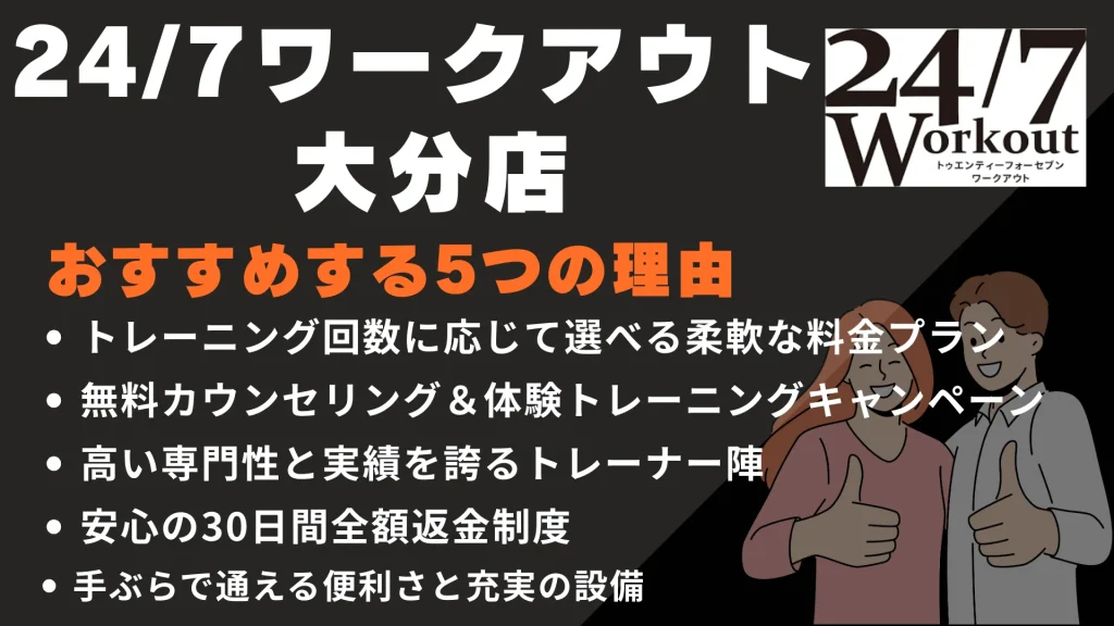 24/7ワークアウト 大分店をおすすめする5つの理由