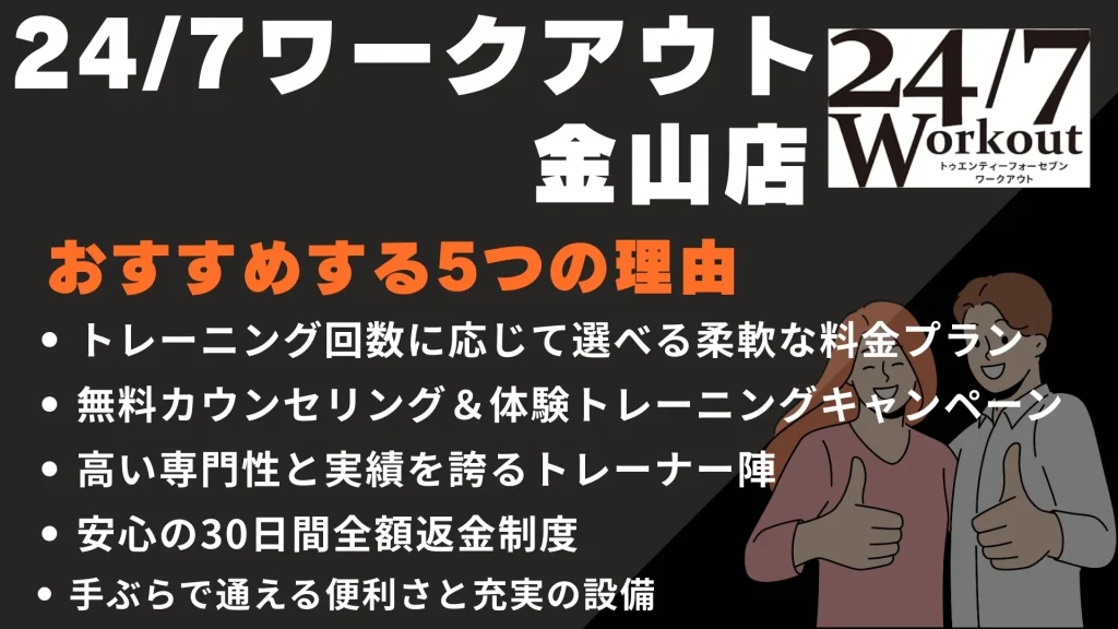 24/7ワークアウト 金山店をおすすめする5つの理由