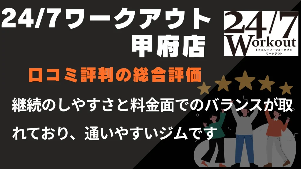 24/7ワークアウト甲府店の口コミ評判の総合評価