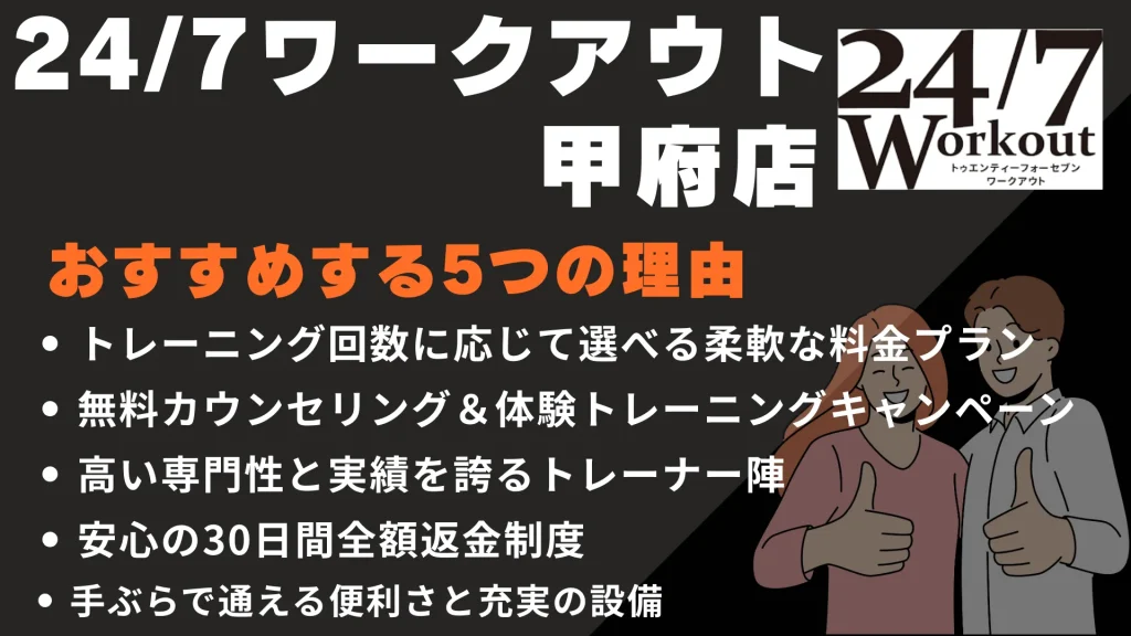 24/7ワークアウト 甲府店をおすすめする5つの理由