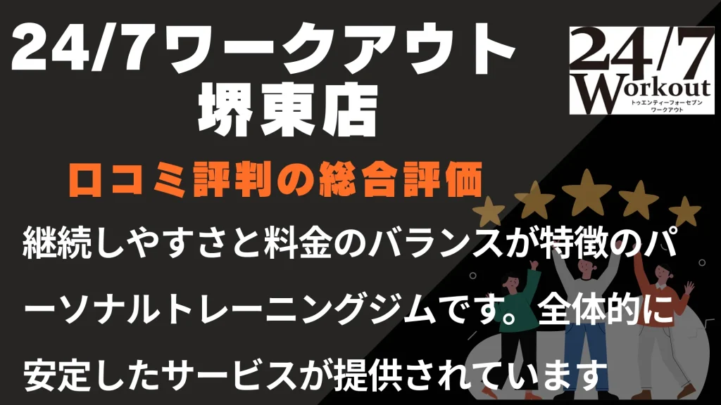 24/7ワークアウト堺東店の口コミ評判の総合評価