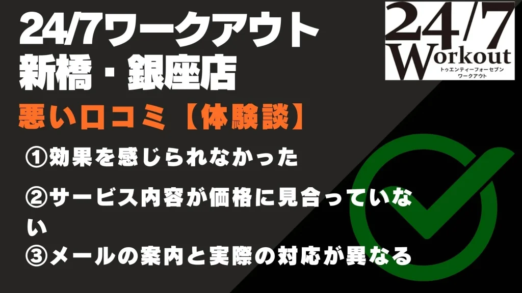 24/7ワークアウト 新橋・銀座店 口コミ