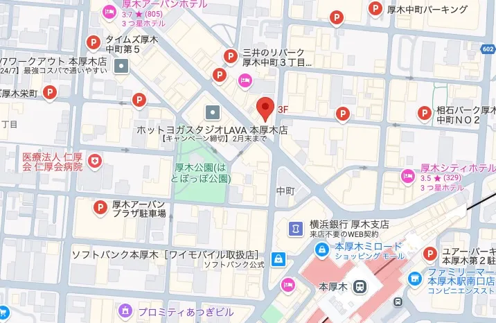 ライザップ 本厚木店 周辺の駐車場
