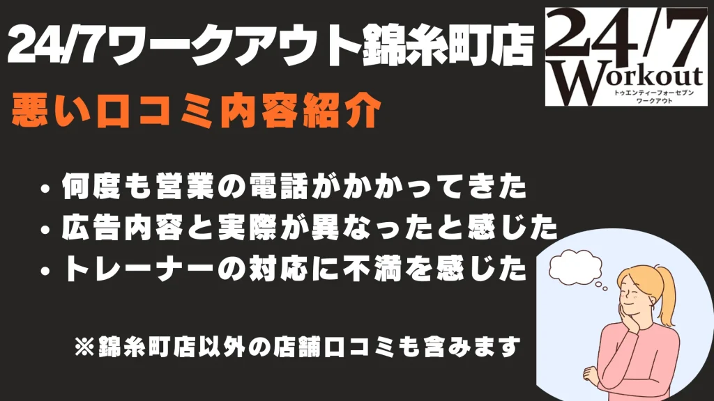 24/7ワークアウト錦糸町店 悪い口コミ
