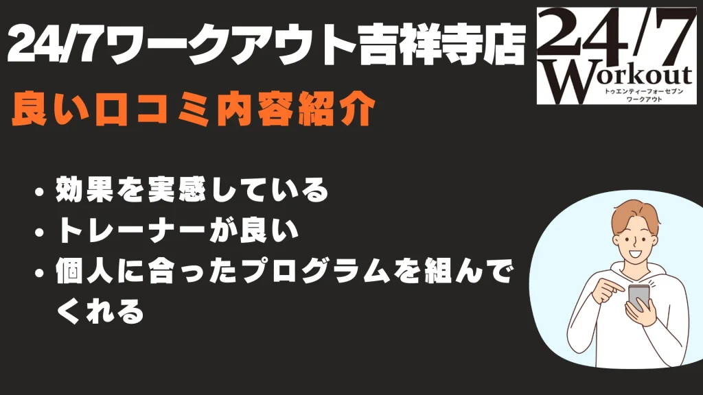 24/7ワークアウト吉祥寺店　良い口コミ