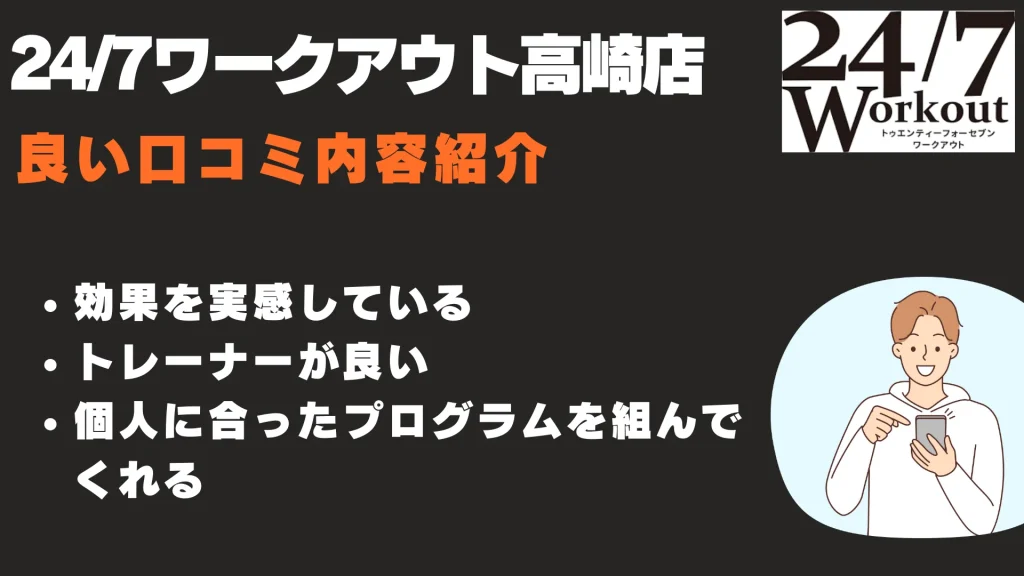24/7ワークアウト高崎店 良い口コミ