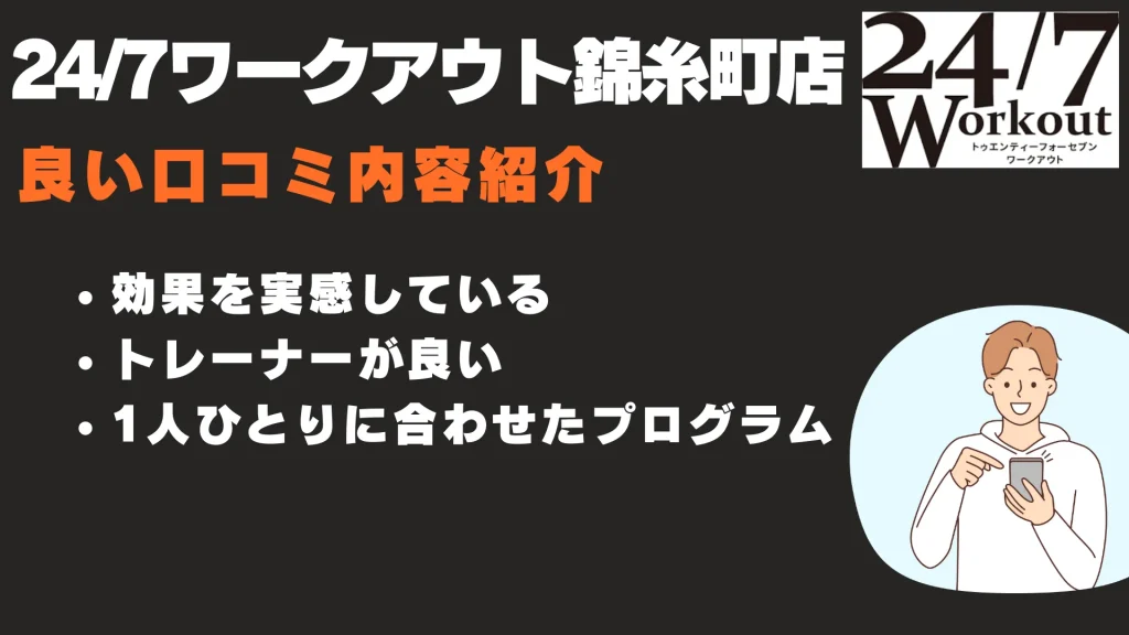 24/7ワークアウト錦糸町店 良い口コミ