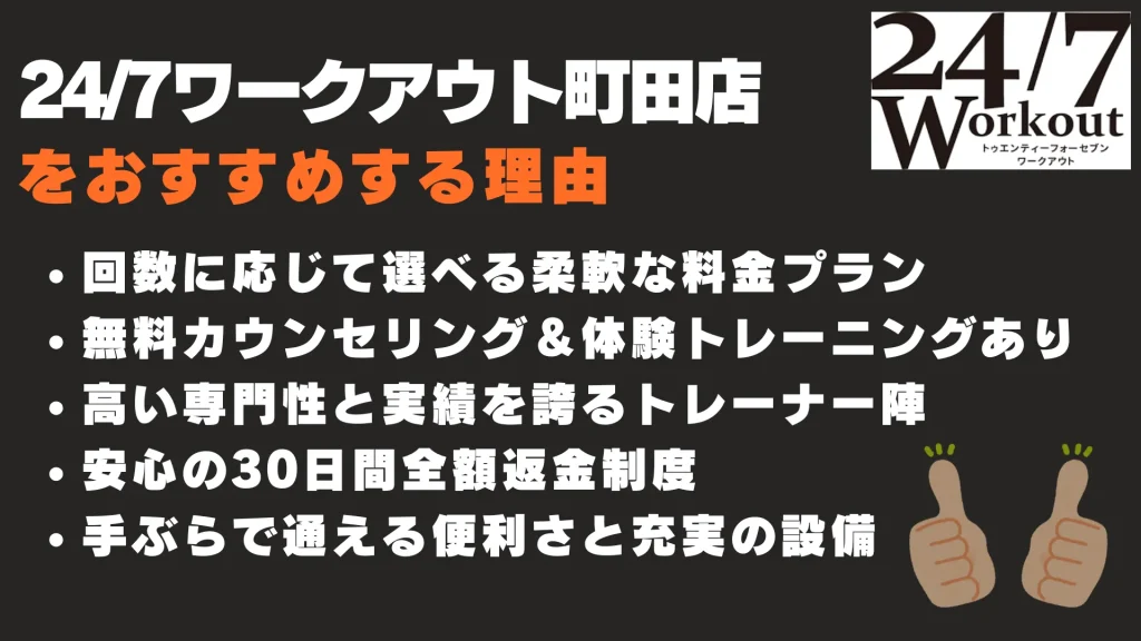 24/7ワークアウト町田店　おすすめする理由