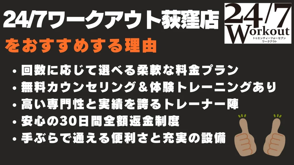 24/7ワークアウト荻窪店 おすすめする理由