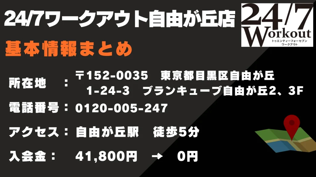 24/7ワークアウト自由が丘店 基本情報まとめ