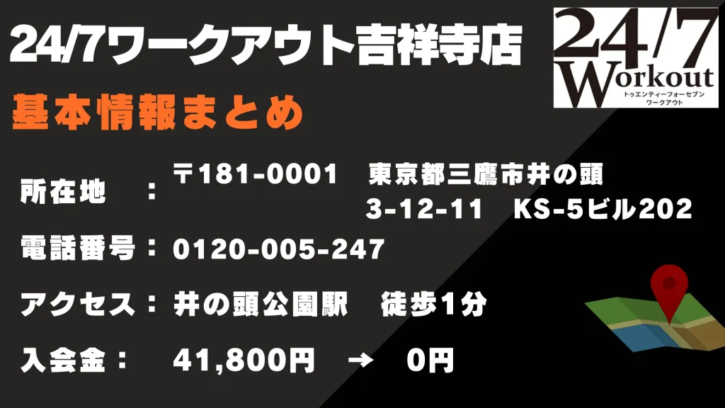 24/7ワークアウト吉祥寺店　基本情報まとめ