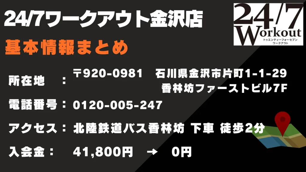 24/7ワークアウト金沢店　基本情報まとめ