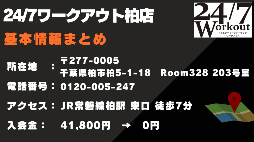 24/7ワークアウト柏店 基本情報まとめ